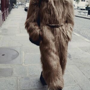 Zara Limited edution Long Brown Faux Fur Coat